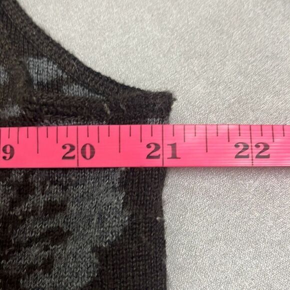 GILI XS Black Wool Jacquard Sweater Vest Cardigan Cascading Front Oversized - Picture 8 of 9